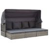 Tumbona Cama Jardín | Silla | Sillón Exterior Con Techo Ratán Sintético Gris Cfw661892