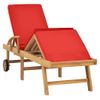 Tumbona De Jardín | Silla | Sillón Exterior Con Cojín Madera Maciza De Teca Rojo Cfw554245