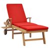 Tumbona De Jardín | Silla | Sillón Exterior Con Cojín Madera Maciza De Teca Rojo Cfw554245