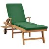 Tumbona De Jardín | Silla | Sillón Exterior Con Cojín Madera Maciza De Teca Verde Cfw297137