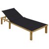 Tumbona De Jardín | Silla | Sillón Exterior Con Cojín Negro Madera De Pino Impregnada Cfw951181