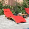 Tumbona De Jardín | Silla | Sillón Exterior Con Cojín Rojo Madera Maciza De Acacia Cfw578920