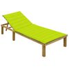 Tumbona De Jardín | Silla | Sillón Exterior Con Cojín Verde Brillante Madera De Pino Impregnada Cfw273185