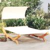 Tumbona De Jardín | Silla | Sillón Exterior Con Dosel Madera Maciza Curvada Crema 165x203x126 Cm Cfw768777