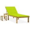 Tumbona De Jardín | Silla | Sillón Exterior Con Mesa Y Cojín De Madera De Pino Impregnada Cfw609793