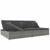 Tumbona De Jardín | Silla | Sillón Exterior Doble Convertible Y Cojines Ratán Sintético Gris Oscuro Cfw961300