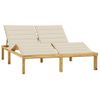 Tumbona De Jardín | Silla | Sillón Exterior Doble Y Cojines Madera Pino Impregnada Crema Cfw825848