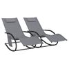 Pack 2 Uds Tumbona De Jardín | Silla | Sillón Exterior Mecedora De Acero Y Textilene Gris Cfw820321