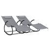 Pack 2 Uds Tumbona De Jardín | Silla | Sillón Exterior Mecedora De Acero Y Textilene Gris Cfw724360