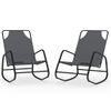 Pack 2 Uds Tumbona De Jardín | Silla | Sillón Exterior Mecedora De Acero Y Textilene Gris Cfw930185