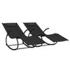 Pack 2 Uds Tumbona De Jardín | Silla | Sillón Exterior Mecedora De Acero Y Textilene Negro Cfw958442