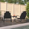 Pack 2 Uds Tumbona De Jardín | Silla | Sillón Exterior Mecedora De Acero Y Textilene Negro Cfw857170