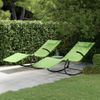 Pack 2 Uds Tumbona De Jardín | Silla | Sillón Exterior Mecedora De Acero Y Textilene Verde Cfw193245