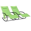 Pack 2 Uds Tumbona De Jardín | Silla | Sillón Exterior Mecedora De Acero Y Textilene Verde Cfw825810