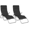 Pack 2 Uds Tumbona De Jardín | Silla | Sillón Exterior Plegable Textilene Acero Con Recubrimiento Negro Cfw698467