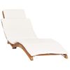 Tumbona De Jardín | Silla | Sillón Exterior Plegable Con Cojín Blanco Crema Madera Maciza De Teca Cfw574535