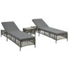 Pack 2 Uds Tumbonas De Jardín | Silla | Sillón Exterior Con Mesa Ratán Sintético Marrón Cfw332235