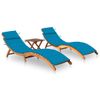 Pack 2 Uds Tumbonas De Jardín | Silla | Sillón Exterior Con Mesa Y Cojines Madera Maciza De Acacia Cfw322172