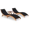 Pack 2 Uds Tumbonas De Jardín | Silla | Sillón Exterior Con Mesa Y Cojines Madera Maciza De Acacia Cfw324652