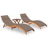 Pack 2 Uds Tumbonas De Jardín | Silla | Sillón Exterior Con Mesa Y Cojines Madera Maciza De Acacia Cfw761887