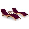 Pack 2 Uds Tumbonas De Jardín | Silla | Sillón Exterior Con Mesa Y Cojines Madera Maciza De Acacia Cfw498440