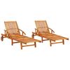 Pack 2 Uds Tumbonas De Jardín | Silla | Sillón Exterior Madera Maciza De Acacia Cfw675687