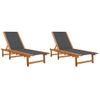 Pack 2 Uds Tumbonas De Jardín | Silla | Sillón Exterior Madera Maciza De Acacia Y Textileno Negro Cfw324621