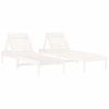 Pack 2 Uds Tumbonas De Jardín | Silla | Sillón Exterior Madera Maciza De Pino Blanco 199,5x60x74 Cm Cfw560772