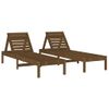 Pack 2 Uds Tumbonas De Jardín | Silla | Sillón Exterior Madera Maciza De Pino Marrón 199,5x60x74 Cm Cfw546485