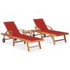 Pack 2 Uds Tumbonas De Jardín | Silla | Sillón Exterior Madera Maciza De Teca Con Mesita Y Cojín Cfw167161