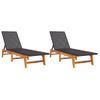 Pack 2 Uds Tumbonas De Jardín | Silla | Sillón Exterior Ratán Y Madera Maciza Acacia Marrón Y Negro Cfw131560