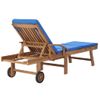 Pack 2 Uds Tumbonas De Jardín | Silla | Sillón Exterior Con Cojín Madera Maciza De Teca Azul Cfw595187