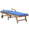 Pack 2 Uds Tumbonas De Jardín | Silla | Sillón Exterior Con Cojín Madera Maciza De Teca Azul Cfw595187