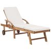 Pack 2 Uds Tumbonas De Jardín | Silla | Sillón Exterior Con Cojín Madera Maciza De Teca Crema Cfw641463