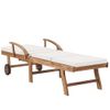 Pack 2 Uds Tumbonas De Jardín | Silla | Sillón Exterior Con Cojín Madera Maciza De Teca Crema Cfw641463