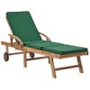 Pack 2 Uds Tumbonas De Jardín | Silla | Sillón Exterior Con Cojín Madera Maciza De Teca Verde Cfw400216