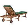 Pack 2 Uds Tumbonas De Jardín | Silla | Sillón Exterior Con Cojín Madera Maciza De Teca Verde Cfw400216