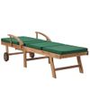 Pack 2 Uds Tumbonas De Jardín | Silla | Sillón Exterior Con Cojín Madera Maciza De Teca Verde Cfw400216