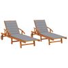 Pack 2 Uds Tumbonas De Jardín | Silla | Sillón Exterior Con Cojines Madera Maciza De Acacia Cfw515057