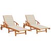 Pack 2 Uds Tumbonas De Jardín | Silla | Sillón Exterior Con Cojines Madera Maciza De Acacia Cfw849945