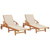 Pack 2 Uds Tumbonas De Jardín | Silla | Sillón Exterior Con Cojines Madera Maciza De Acacia Cfw802337