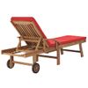 Pack 2 Uds Tumbonas De Jardín | Silla | Sillón Exterior Con Cojines Madera Maciza De Teca Rojo Cfw762383