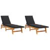 Pack 2 Uds Tumbonas De Jardín | Silla | Sillón Exterior Con Cojines Ratán Sintético Madera Maciza Acacia Cfw921186