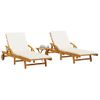 Pack 2 Uds Tumbonas De Jardín | Silla | Sillón Exterior Con Mesa Madera Maciza De Acacia Cfw637871