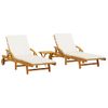 Pack 2 Uds Tumbonas De Jardín | Silla | Sillón Exterior Con Mesa Madera Maciza De Acacia Cfw637871