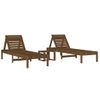 Pack 2 Uds Tumbonas De Jardín | Silla | Sillón Exterior Con Mesa Madera Maciza De Pino Marrón Miel Cfw275666