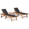 Pack 2 Uds Tumbonas De Jardín | Silla | Sillón Exterior Con Mesa Y Cojín Madera Maciza De Teca Cfw579159