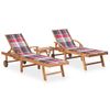 Pack 2 Uds Tumbonas De Jardín | Silla | Sillón Exterior Con Mesa Y Cojín Madera Maciza De Teca Cfw959332