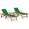 Pack 2 Uds Tumbonas De Jardín | Silla | Sillón Exterior Con Mesa Y Cojín Madera Maciza De Teca Cfw472254