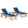 Pack 2 Uds Tumbonas De Jardín | Silla | Sillón Exterior Con Mesa Y Cojín Madera Maciza De Teca Cfw694694